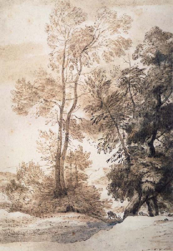 John Constable Landscape with trees and deer,after Claude july 1825 China oil painting art